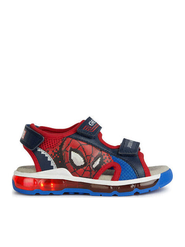 Geox Παιδικά Πέδιλα Ciberdon Spider-Man Φωτάκια Μπλε