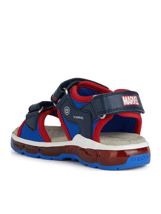 Geox Παιδικά Πέδιλα Ciberdon Spider-Man Φωτάκια Μπλε