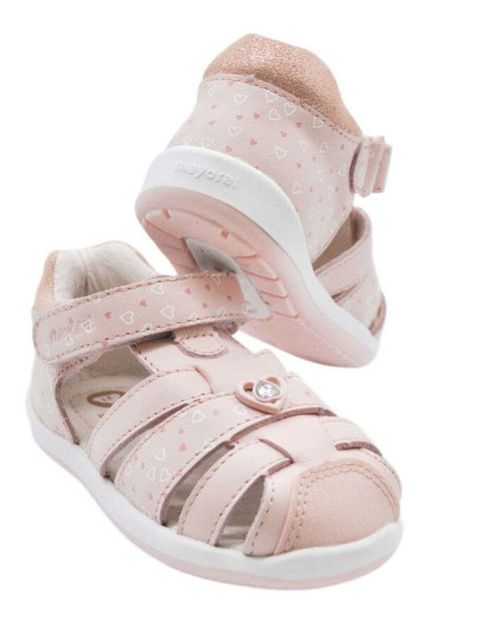 Mayoral Πέδιλα First Steps Δερμάτινα Ροζ